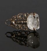 A white metal and rock crystal triple swivel seal, English, early to mid 18th Century. The