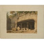 William Westall (1781-1850) Entrance of the great Cave Temple of Elephanta, near Bombay, India drawn