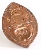 A copper seal matrix for the Archdeacon of Huntingdon, of navette form, the central field with