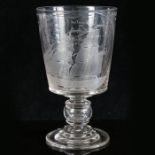 Large bucket Bowled Goblet c1853. Finely engraved with a sailing ship “The Marchioness” on one