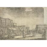 Francois Balthazar Solvyns (1760-1824) European Buildings in Calcutta, India c 1796 etching 13.25" x