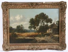 Frans Keelhoff (Belgian, 1820-1891) "Dutch Landscape" Oil on panel, signed and dated '1882 (lower