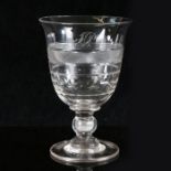 Large finely cut coin Goblet c 1840 with 1836 3d coin in the stem. Engraved with initials IP 20cm