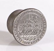 A steel Admiralty Court seal for Great Yarmouth, with deep steel collar, the circular matrix