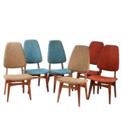 Arne Hovmand-Olsen (Danish 1919-1989) A set of six high back teak dining chairs, frames stamped '
