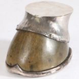 A silver mounted horse's hoof table snuff box, Birmingham 1864, George Unite.