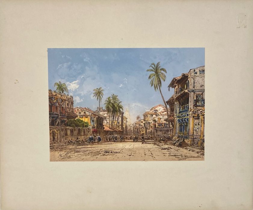 Eduard Hildebrandt (1818-1868) Street in Bombay, India  c 1865 Signed and titled lower edge to - Image 2 of 3