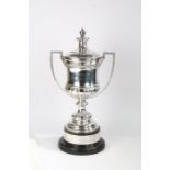A substantial George V silver trophy cup, and stand, London 1927, maker Charles Boyton & Son Ltd.