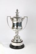 A substantial George V silver trophy cup, and stand, London 1927, maker Charles Boyton & Son Ltd.