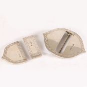 A three piece solid silver belt buckle and fittings, London 1850, maker IH or HI. 76g