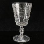 Very Large Presentation Coin Goblet 1857. Flat cut bucket bowl engraved with roses & lily of the