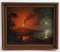 Sebastian Pether (British, 1790-1844) "Vesuvius in Eruption by Moonlight" signed and dated 1825 (