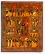 Icon, Russian Orthodox, late 19th century "Religious Holidays" panel, 44 x 37cm (17.5" x 14.5")