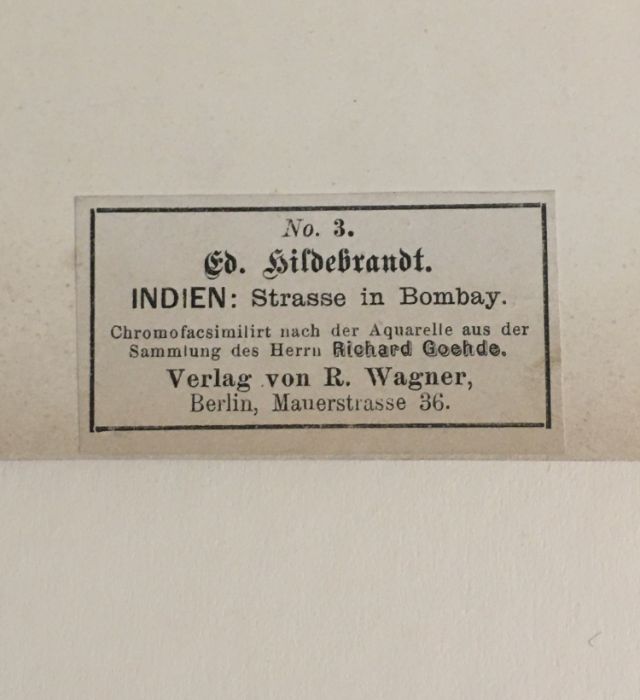 Eduard Hildebrandt (1818-1868) Street in Bombay, India  c 1865 Signed and titled lower edge to - Image 3 of 3