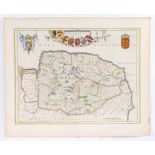 Copper engraved, hand coloured map of 'Norfolcia', John Blaeu 1648 from 'Atlas Maior, Sive