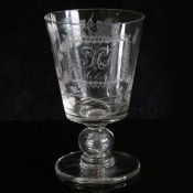 Bucket shaped Coin Goblet c 1843 with 1843 3d coin in knop. Engraved with thistles, roses & shamrock