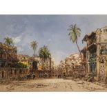 Eduard Hildebrandt (1818-1868) Street in Bombay, India  c 1865 Signed and titled lower edge to