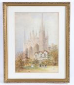 Louise J Rayner (British, 1832-1924) Peterborough Cathedral signed (lower right), watercolour 30 x