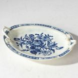 An 18th century First Period Worcester 'Rose pattern' Twin Handle Dish