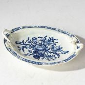 An 18th century First Period Worcester 'Rose pattern' Twin Handle Dish