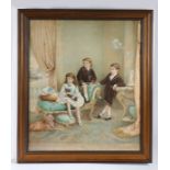 English School (19th Century) Children in an Interior watercolour 65 x 55cm (25.5" x 21.5")