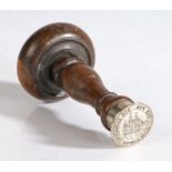 Ioannes John Ramey, a lignum vitae and white metal desk seal, the turned handle above a white