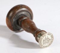 Ioannes John Ramey, a lignum vitae and white metal desk seal, the turned handle above a white