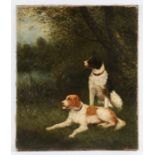 Joseph Benoit Guichard (French, 1806-1880) "Spaniels in woodland" Oil on canvas, Signed (lower