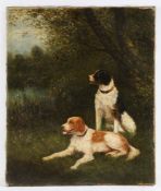 Joseph Benoit Guichard (French, 1806-1880) "Spaniels in woodland" Oil on canvas, Signed (lower