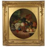 Attributed to Eloise Harriet Stannard (British, 1829-1915) Still Life of Fruit in a Basket with