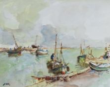 Jack Cox (British, 1914-2007) Fishing Boats at Wells Next The Sea signed (lower left), watercolour