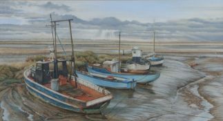 Annette Hankin (British, 20th Century) "Winter Moorings, Brancaster Staithe" signed and dated '92 (