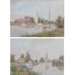 William Edward Mayes (British, 1861-1952) Broadland Views one signed (lower left), pair of