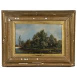 Circle of Old Crome (19th Century) Wooded River Scene with Cottage oil on canvas 26 x 41cm (10.5"