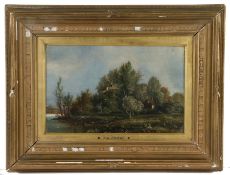 Circle of Old Crome (19th Century) Wooded River Scene with Cottage oil on canvas 26 x 41cm (10.5"