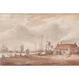 John Cantiloe Joy (British, 1806-1866) Coastal Scene with Watch Tower inscribed Jno Joy fecit.