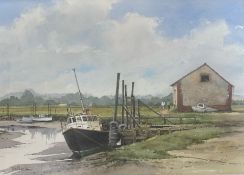 Thomas W Paintain (British, 20th Century) "The Lookout Post at Morston, Norfolk" & "Low Tide at