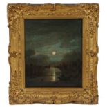 Norwich School (19th Century) Moonlit River Scene oil on canvas 30 x 24cm (12" x 9.5")