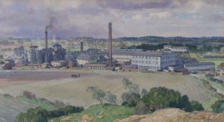 Leonard Russell Squirrell, RE, RI, RWS, (British 1893-1979) "Bramford Works, Ipswich, Suffolk"