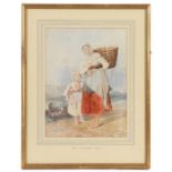 Henry Bright (British, 1810-1873) Fisherwoman and Child watercolour 35 x 26cm (14" x 10.5")
