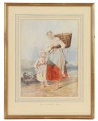 Henry Bright (British, 1810-1873) Fisherwoman and Child watercolour 35 x 26cm (14" x 10.5")