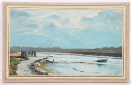 Philipa Leigh (British, 20th Century) North Norfolk Estuary signed (lower right), oil on board 36