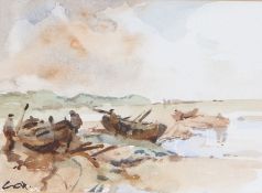 Jack Cox (British, 1914-2007) Fishing Boats in an Estuary signed (lower left), watercolour 16 x 23cm