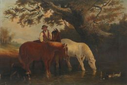 Attributed to Thomas Smythe (British, 1825-1906) Horses Watering