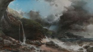 Henry Bright (British, 1810-1873) Coastal View signed (lower left), pastel 62 x 110cm (24.5" x 43.