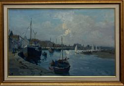 Jack Cox (British, 1914-2007) "Wells Next The Sea at Dusk" signed (lower left), oil on board 44 x