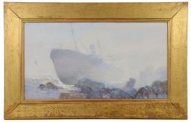 Frank Southgate, RBA (British,1872-1916) On the Rocks - Shipwreck Off a Coast signed and dated