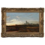 Thomas Lound (British, 1802-1861) Ely Cathedral at Sunset oil on canvas 33 x 56cm (13" x 22")