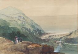 Henry Bright (British, 1810-1873) 'Lynmouth, Devon' watercolour 30 x 44cm (12" x 17.5")