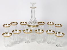 A Moser 'Pope' suite of glassware, comprising a decanter, six wine glasses and six tumblers, all